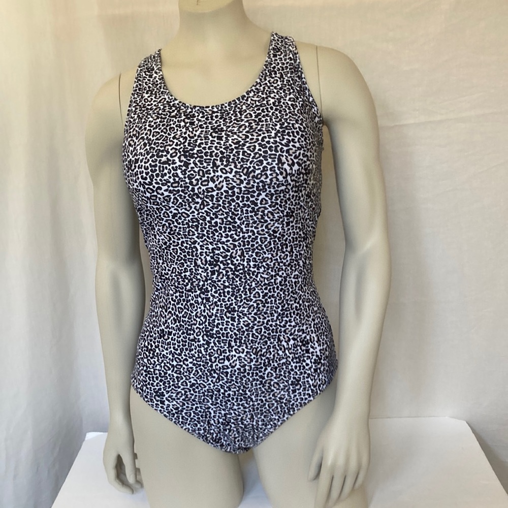 EXLURA Swimwear Animal Print Scoop Neck Size L Wide Straps Onepiece Swimsuit NWT